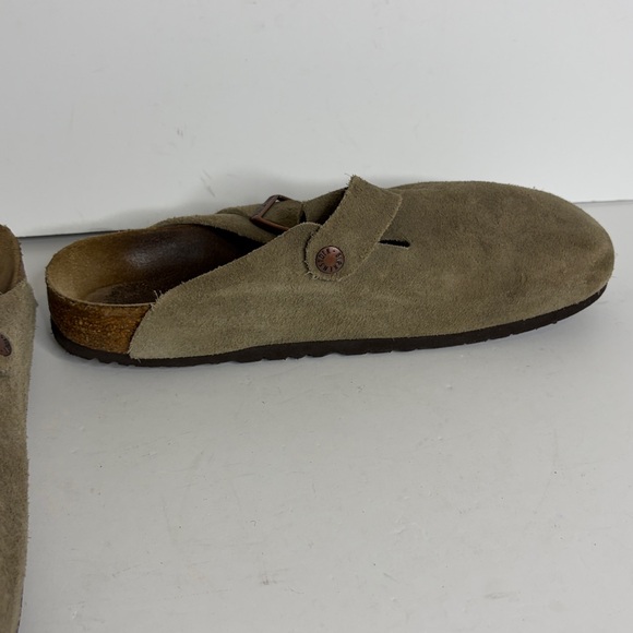 Birkenstock Boston Clogs 41 Womens 10 Mens 8 Beige Taupe Suede Slip On - Picture 6 of 12